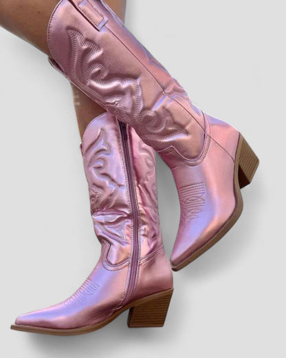 Orthopädische Western-Cowboystiefel aus Metallic für Damen 3
