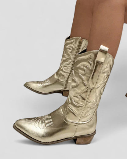 Orthopädische Western-Cowboystiefel aus Metallic für Damen 4