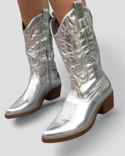 Orthopädische Western-Cowboystiefel aus Metallic für Damen 5