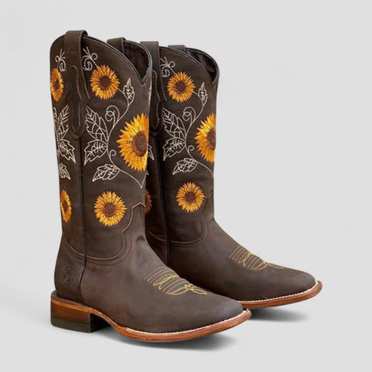 Orthopädische Western-Cowboystiefel mit Blumenstickerei für Damen 0