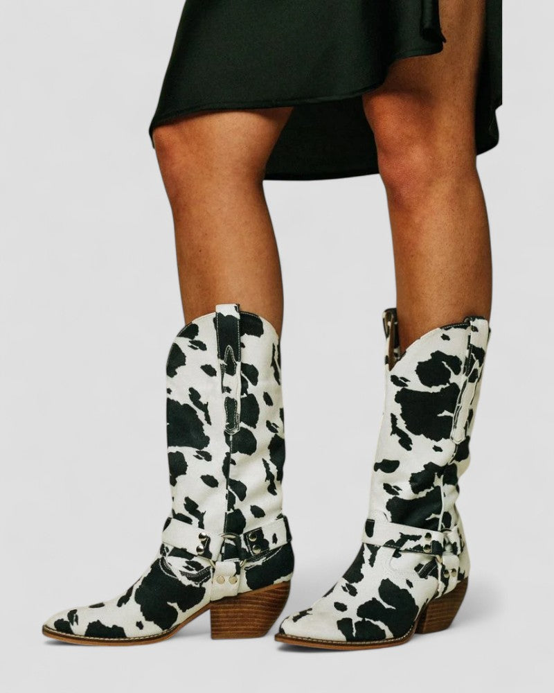 Orthopädische Western-Cowboystiefel mit Kuhmuster für Damen 1