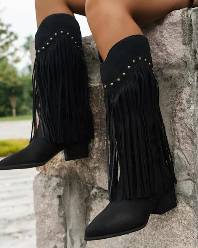 Orthopädische Westernstiefel mit Fransen für Damen 1