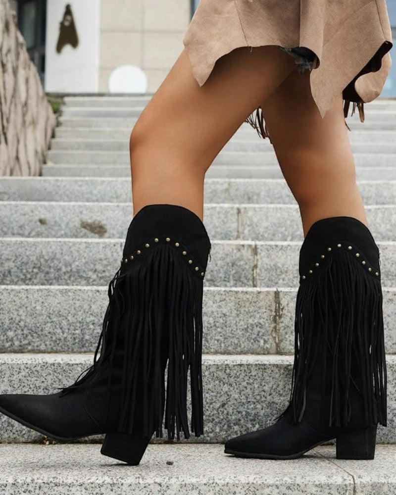 Orthopädische Westernstiefel mit Fransen für Damen 2