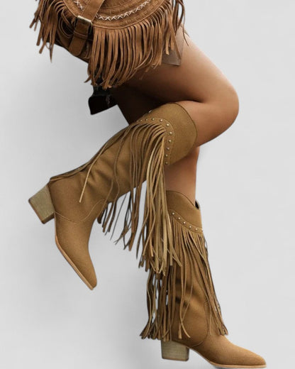 Orthopädische Westernstiefel mit Fransen für Damen 3