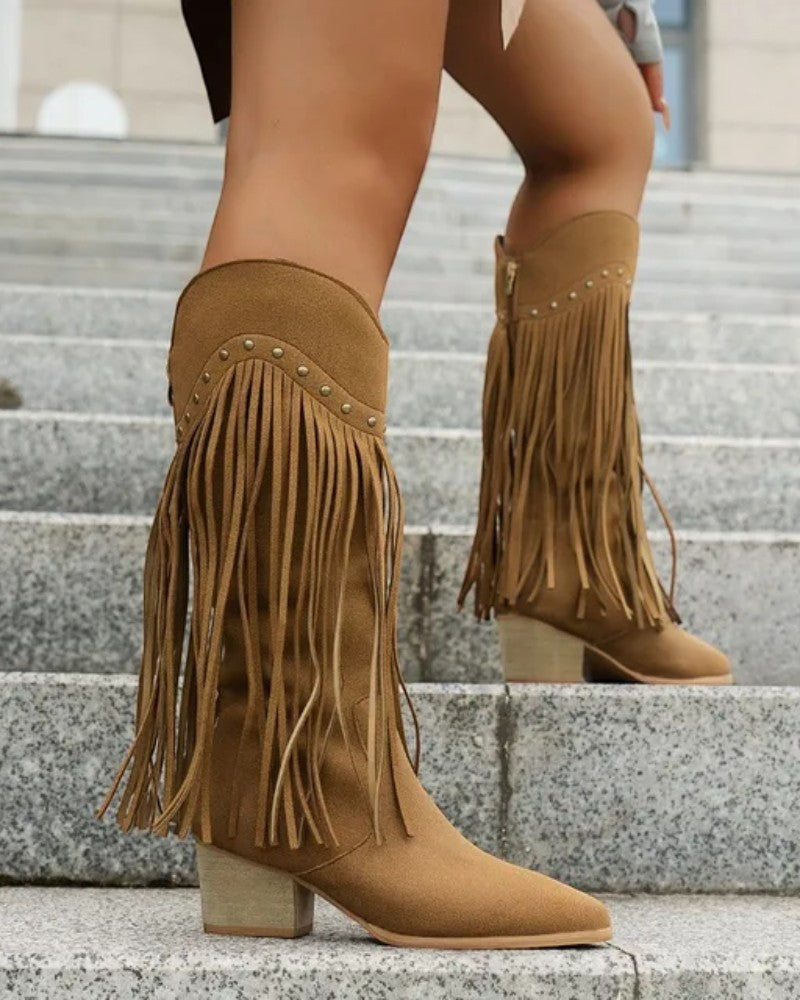 Orthopädische Westernstiefel mit Fransen für Damen 4