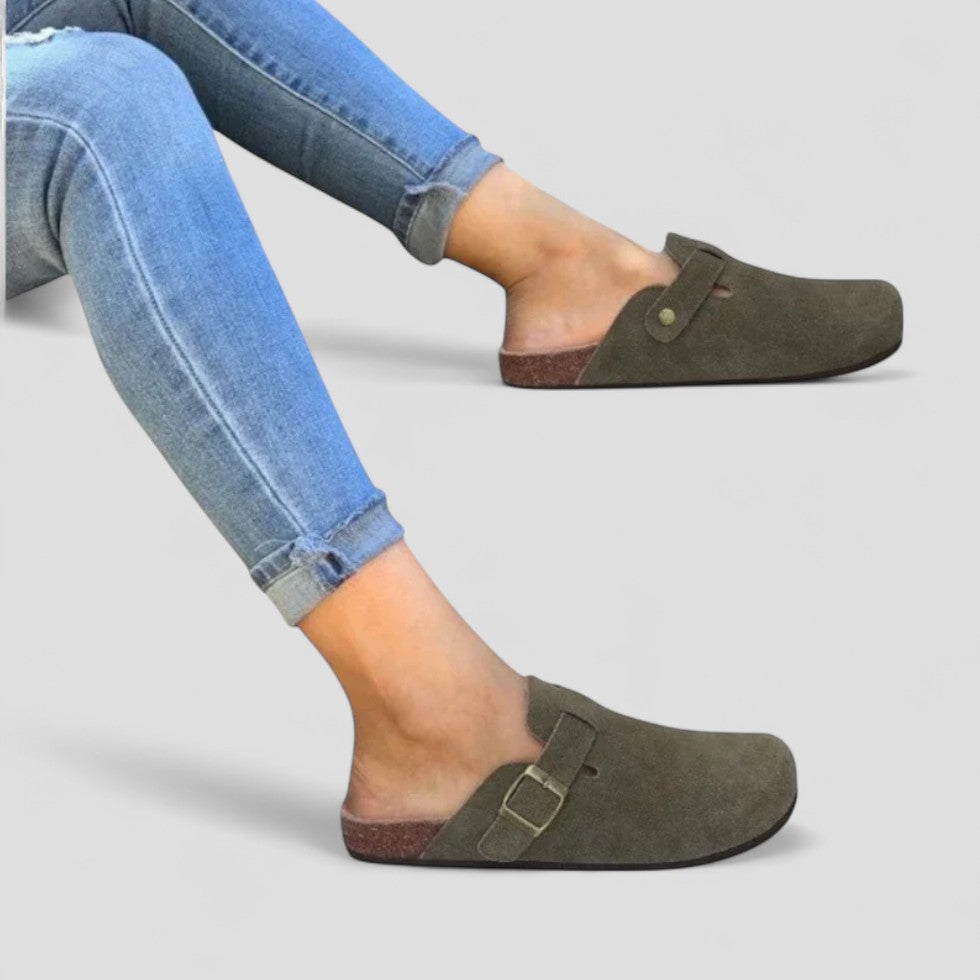 Orthopädische Wildlederclogs mit Schnallenriemenfutter 2