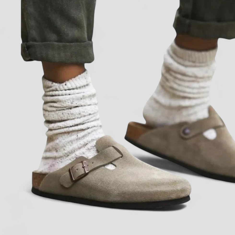 Orthopädische Wildlederclogs mit Schnallenriemenfutter 5