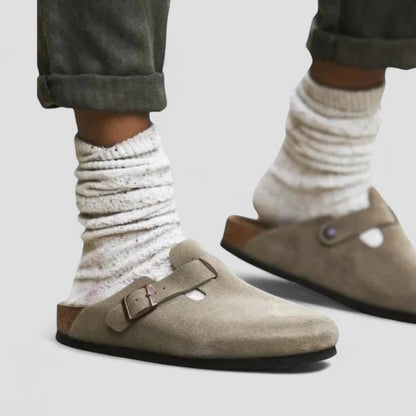 Orthopädische Wildlederclogs mit Schnallenriemenfutter 5