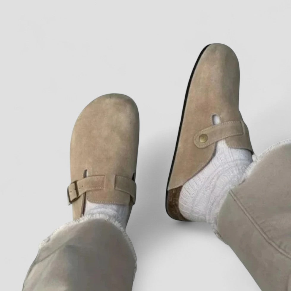 Orthopädische Wildlederclogs mit Schnallenriemenfutter 6