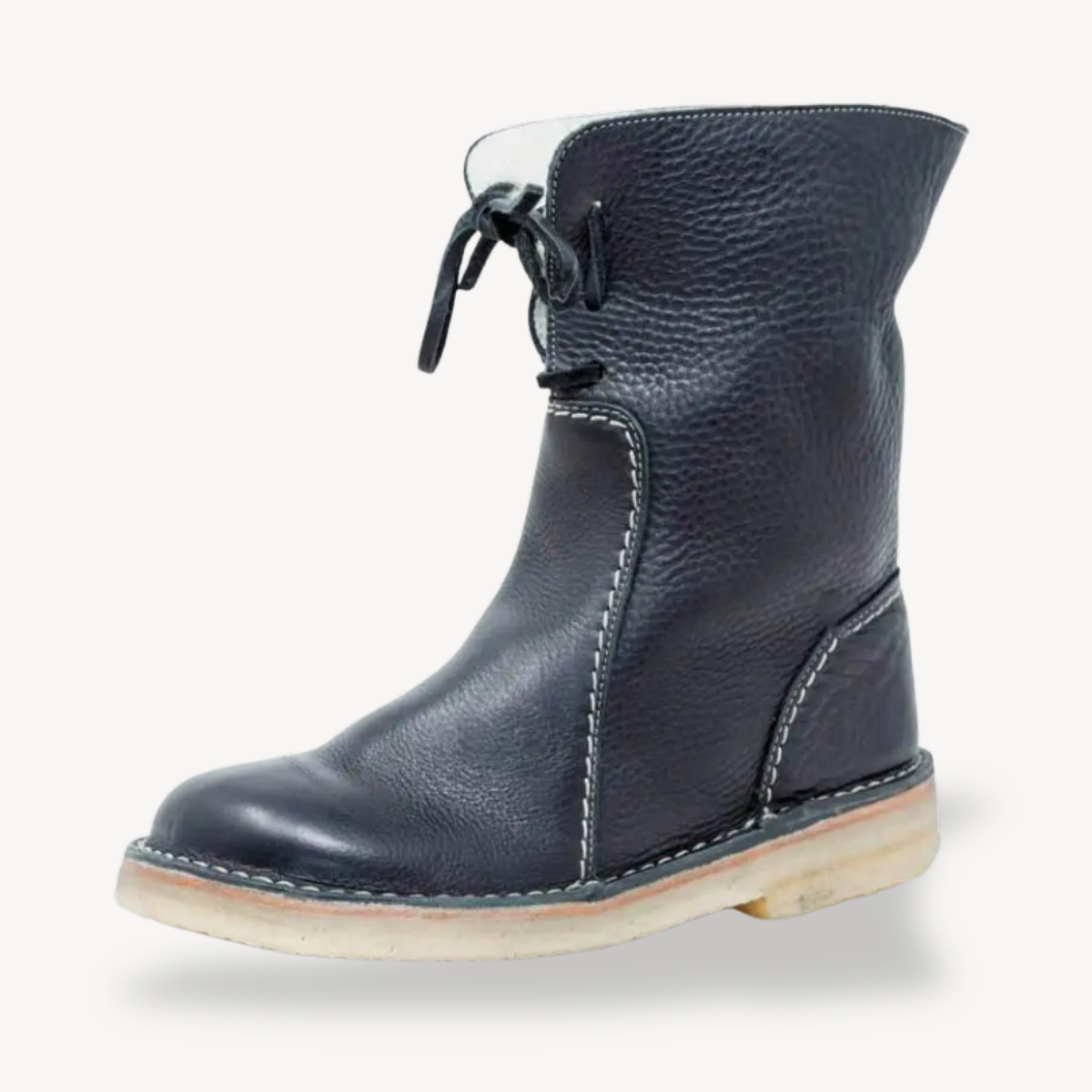 Orthopädische, verstellbare Lederstiefeletten mit Schnürung | Loravelle 2