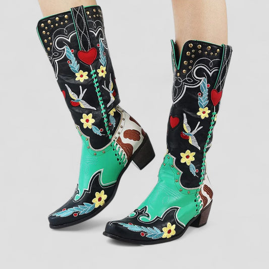 Orthopädische bestickte Western-Cowboystiefel für Damen 0