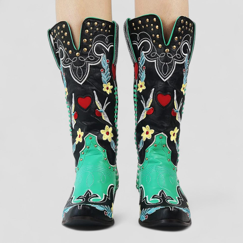 Orthopädische bestickte Western-Cowboystiefel für Damen 1