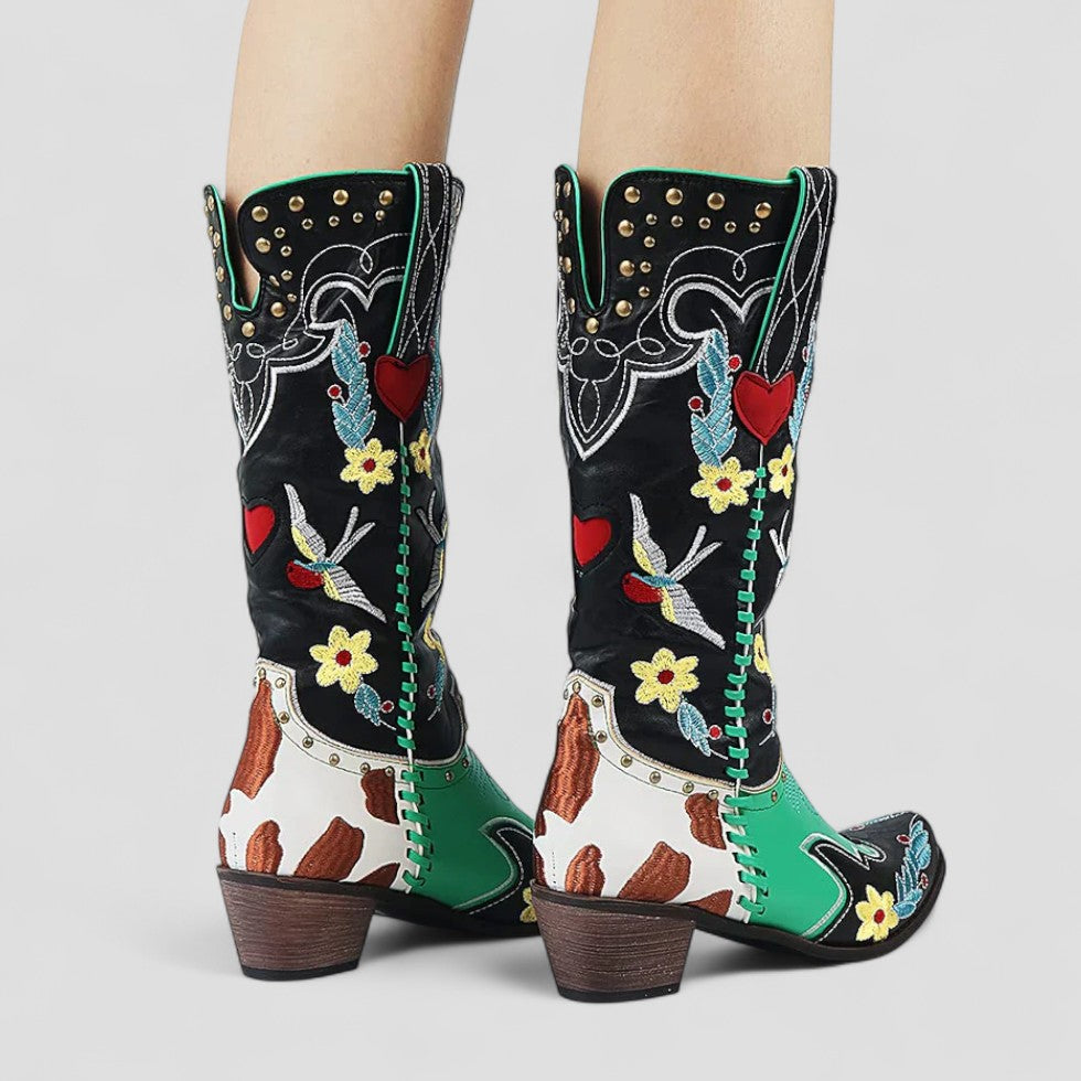 Orthopädische bestickte Western-Cowboystiefel für Damen 2
