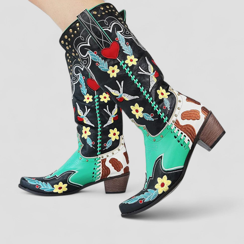 Orthopädische bestickte Western-Cowboystiefel für Damen 3