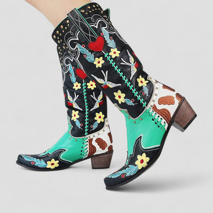 Orthopädische bestickte Western-Cowboystiefel für Damen 3