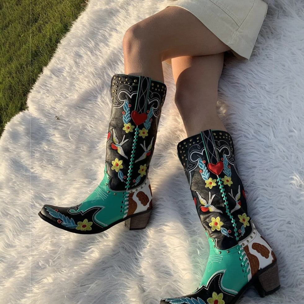 Orthopädische bestickte Western-Cowboystiefel für Damen 6
