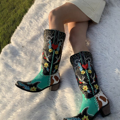Orthopädische bestickte Western-Cowboystiefel für Damen 6