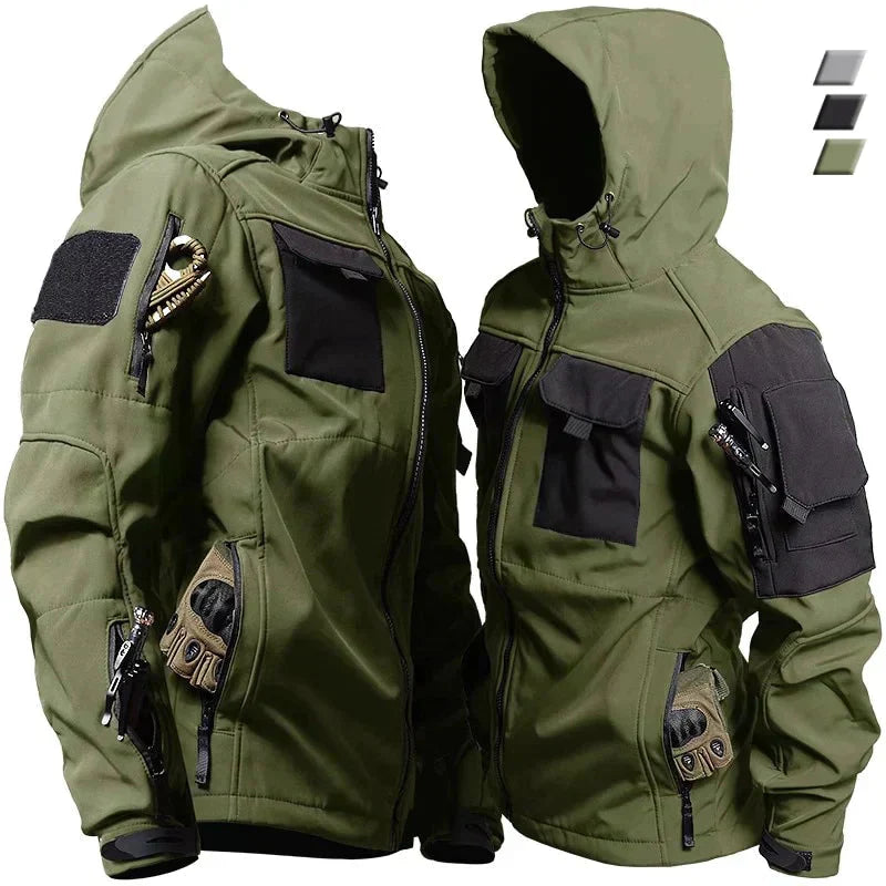 Wasserdichte Herren Outdoor-Jacke mit Kapuze Softshell - BerlinGlamour