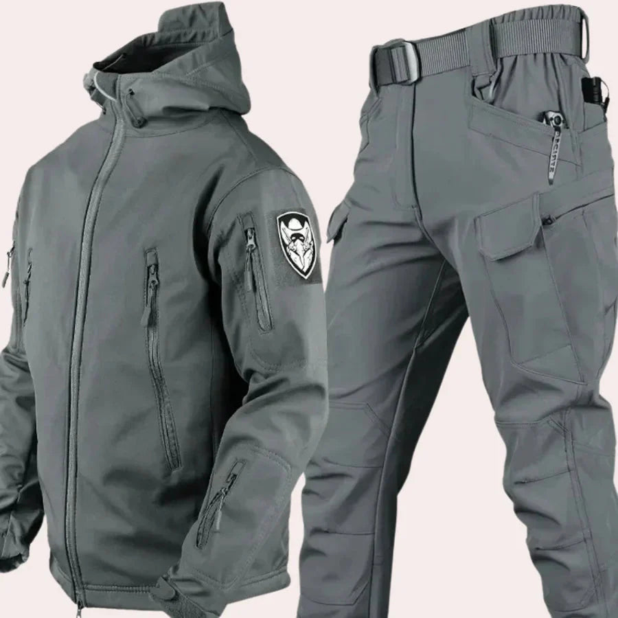 Outdoor-Kleidung – Wasserdichte taktische Militärjacke und -hose für Herren-Grau-S-Chaps Herrenmode