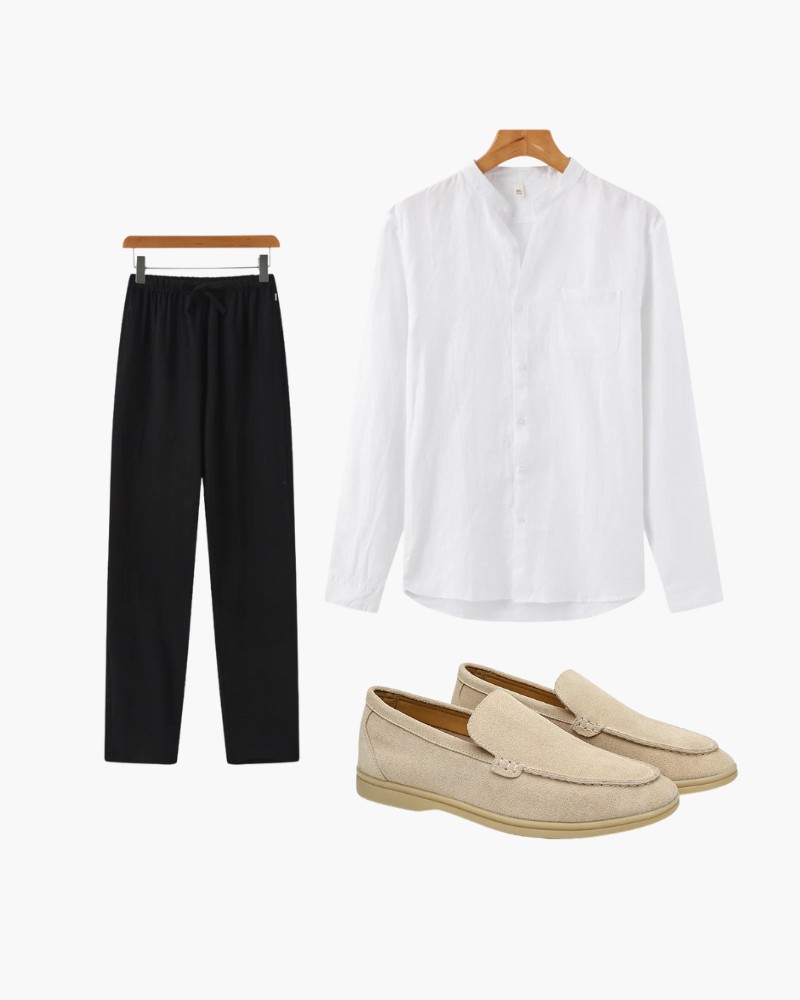 Leinen Outfit 3-teilig Sommer Stilvoll Damenschuhe - BerlinGlamour