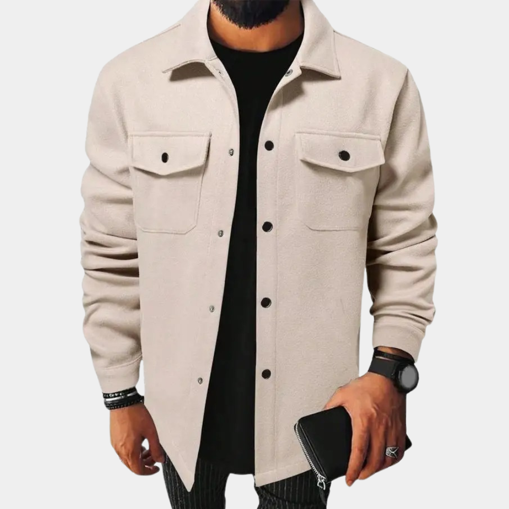 Herren Overshirt Hemdjacke Knöpfe Brusttasche - BerlinGlamour