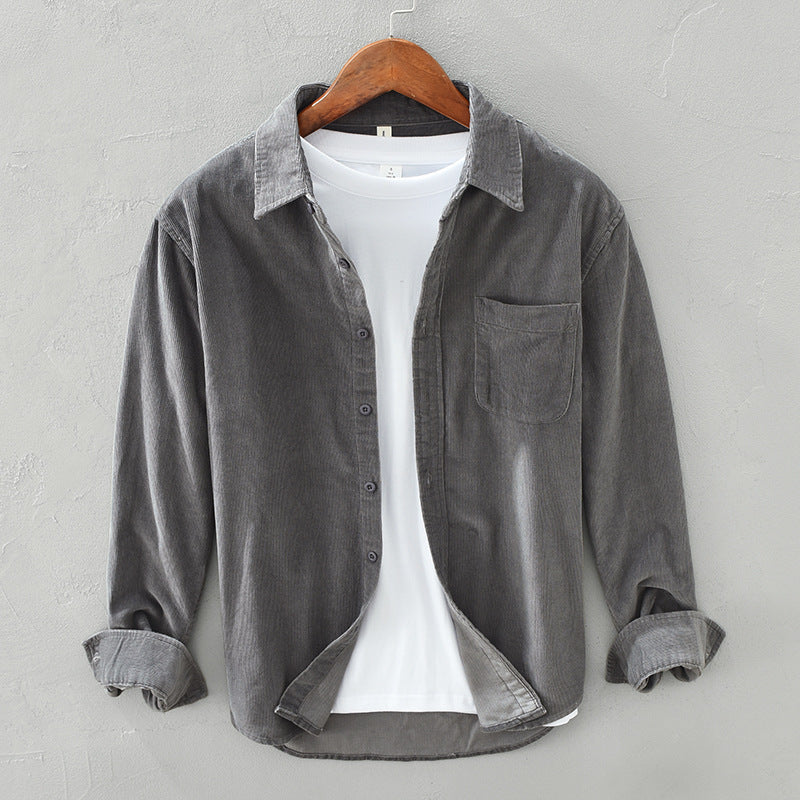 Männer Overshirt Langarm Knopfleiste Bequem Lässig - BerlinGlamour