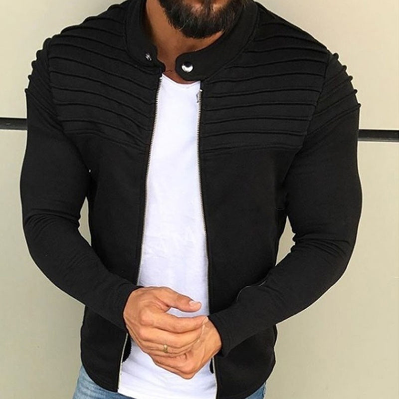 Overshirt – Slim Fit Sweatshirt mit Reißverschluss für Männer-Schwarz-M-Chaps Herrenmode