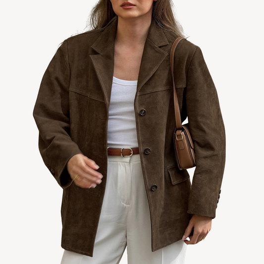 Oversize-Blazerjacke aus Wildleder für Damen | Loravelle 0