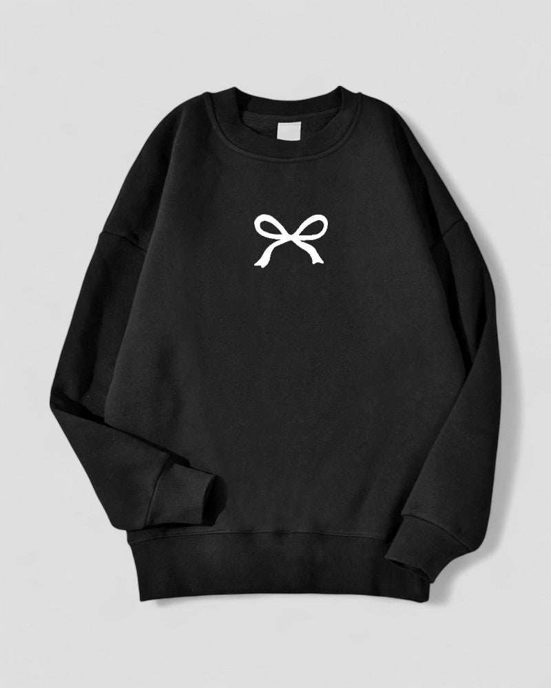 Oversize-Sweatshirt mit Schleifenprint und Fleecefutter aus Baumwollmischung für Damen 0