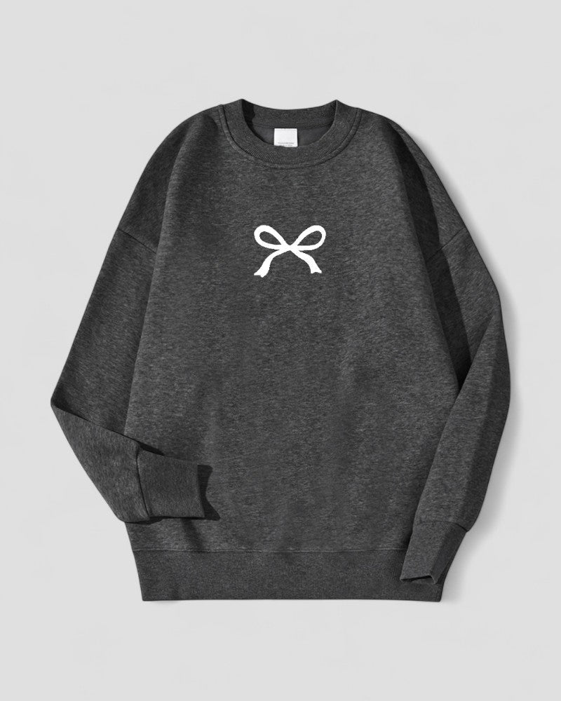 Oversize-Sweatshirt mit Schleifenprint und Fleecefutter aus Baumwollmischung für Damen 1