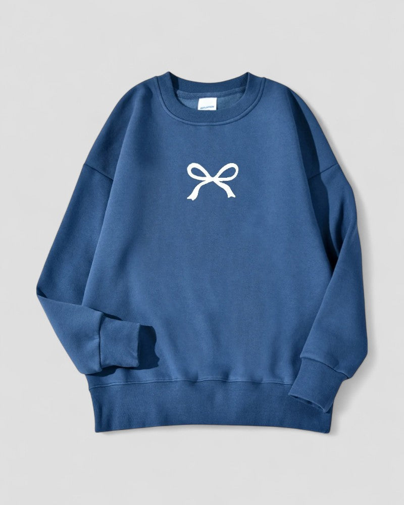 Oversize-Sweatshirt mit Schleifenprint und Fleecefutter aus Baumwollmischung für Damen 2