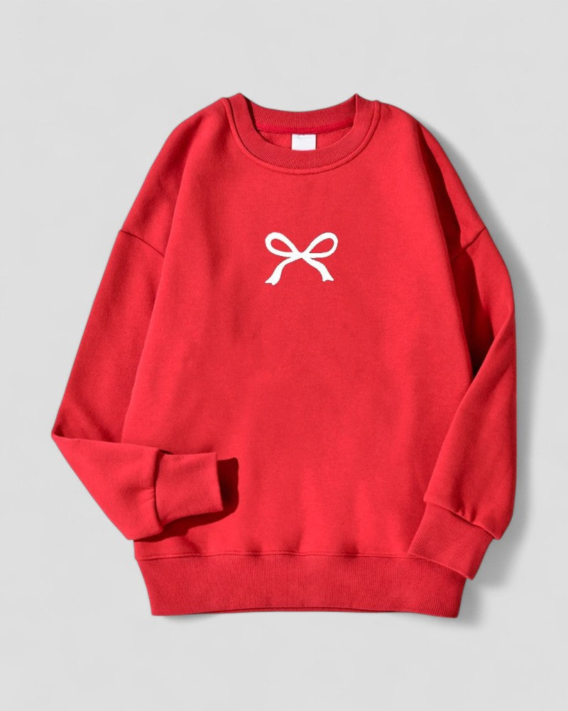 Oversize-Sweatshirt mit Schleifenprint und Fleecefutter aus Baumwollmischung für Damen 3