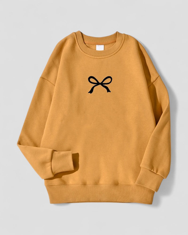 Oversize-Sweatshirt mit Schleifenprint und Fleecefutter aus Baumwollmischung für Damen 4