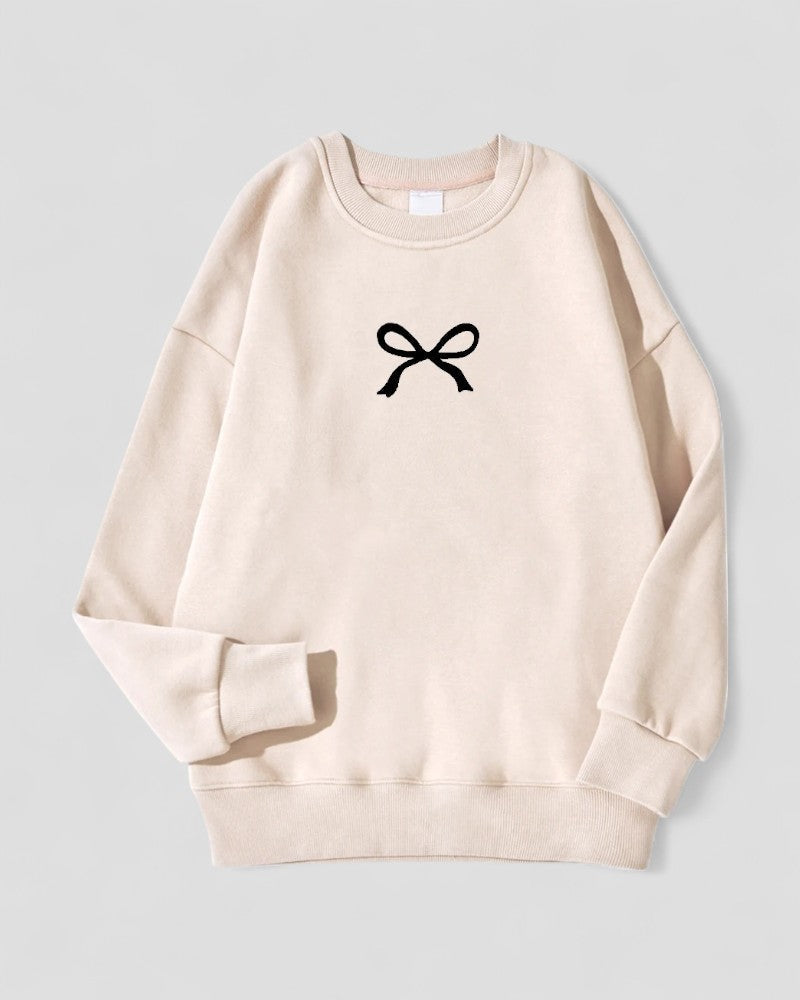 Oversize-Sweatshirt mit Schleifenprint und Fleecefutter aus Baumwollmischung für Damen 5