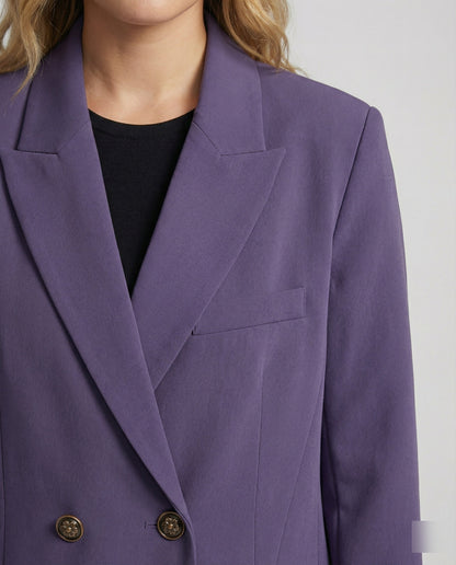 Damen Blazer Violett Oversize Businessjacke Lockerer Schnitt