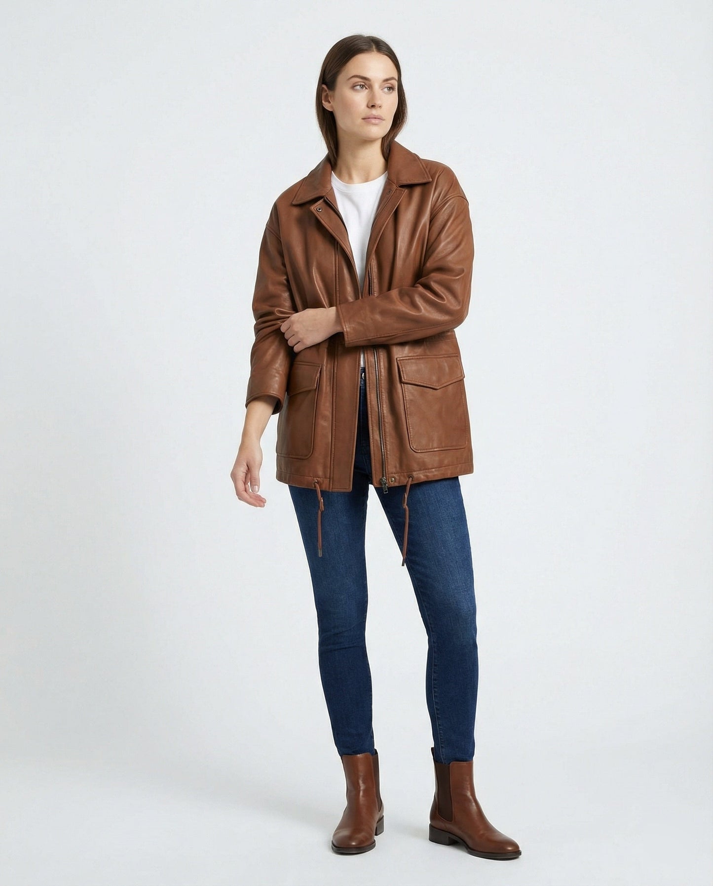 Große Damen Lederjacke Schwarz Plus Size Vintage Look