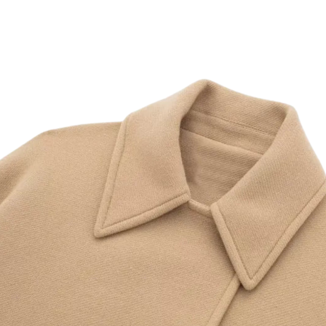 Oversized Jacke – Beige Damenjacke mit Kragen und einreihiger Knopfleiste-Chaps Herrenmode