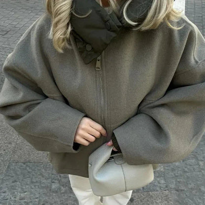 Oversized Jacke | Mit Kapuze | Reißverschluss | Übergangsjacke | Winterjacke für Damen-Chaps Herrenmode