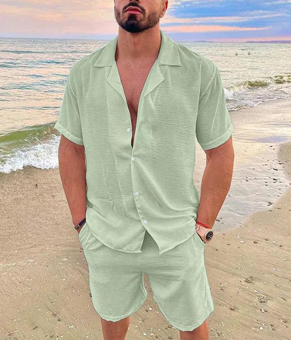 Herren Sommer Anzug Set Elegant Strukturiert