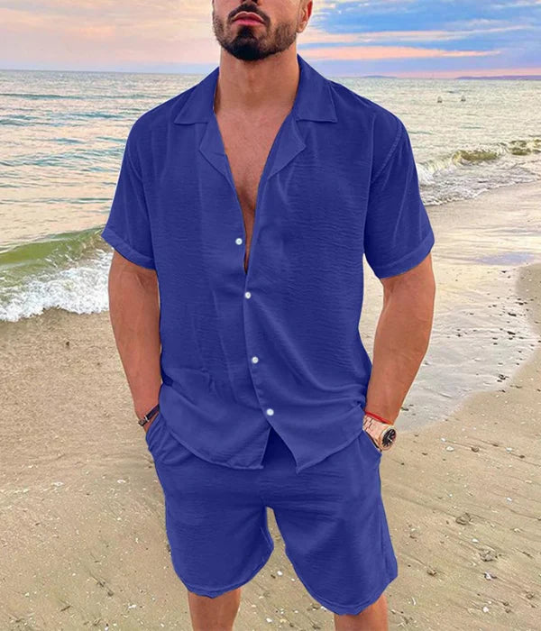 Herren Sommer Anzug Set Elegant Strukturiert