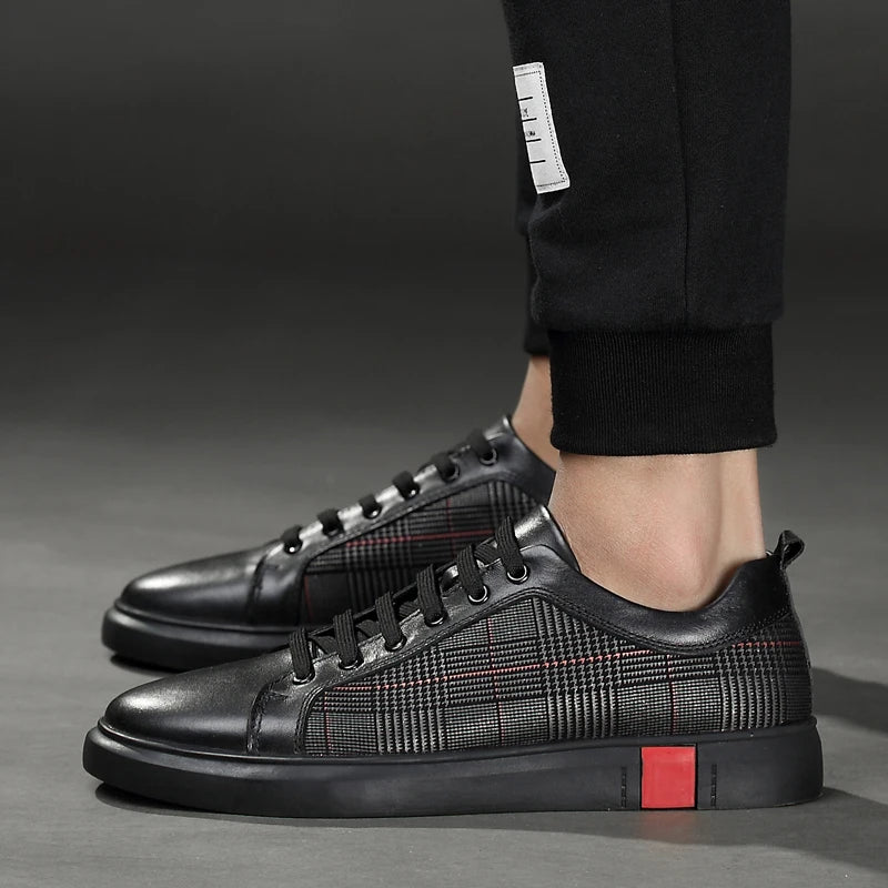 Leder Sneaker Herren Premium Qualität Schwarz