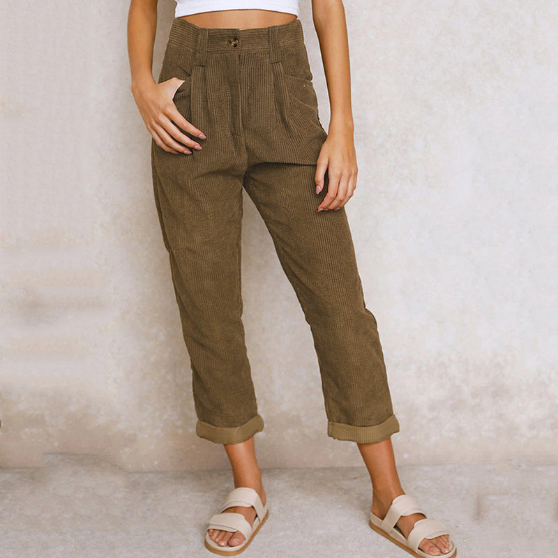 Hohe Taille Jeans Lockere Passform Mit Falten