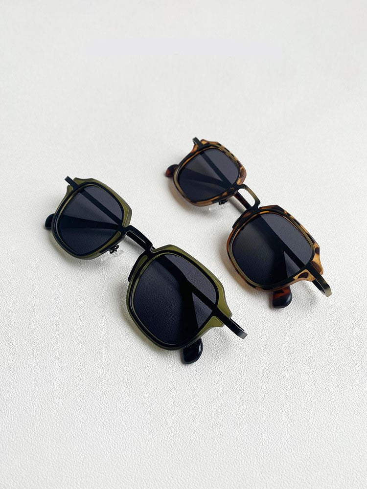 Herren Sonnenbrille Klassisch Echtleder Schwarz