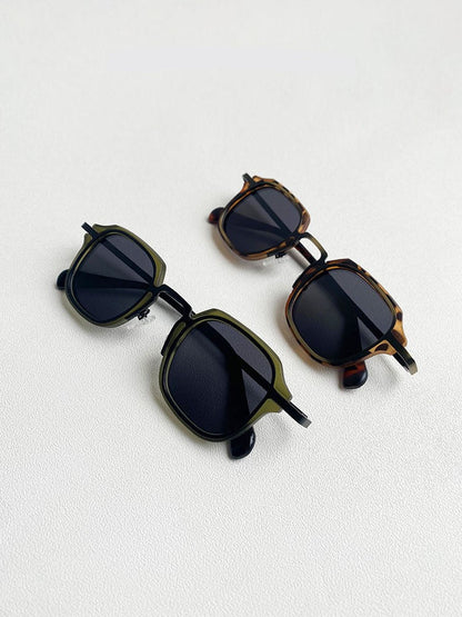 Herren Sonnenbrille Klassisch Echtleder Schwarz