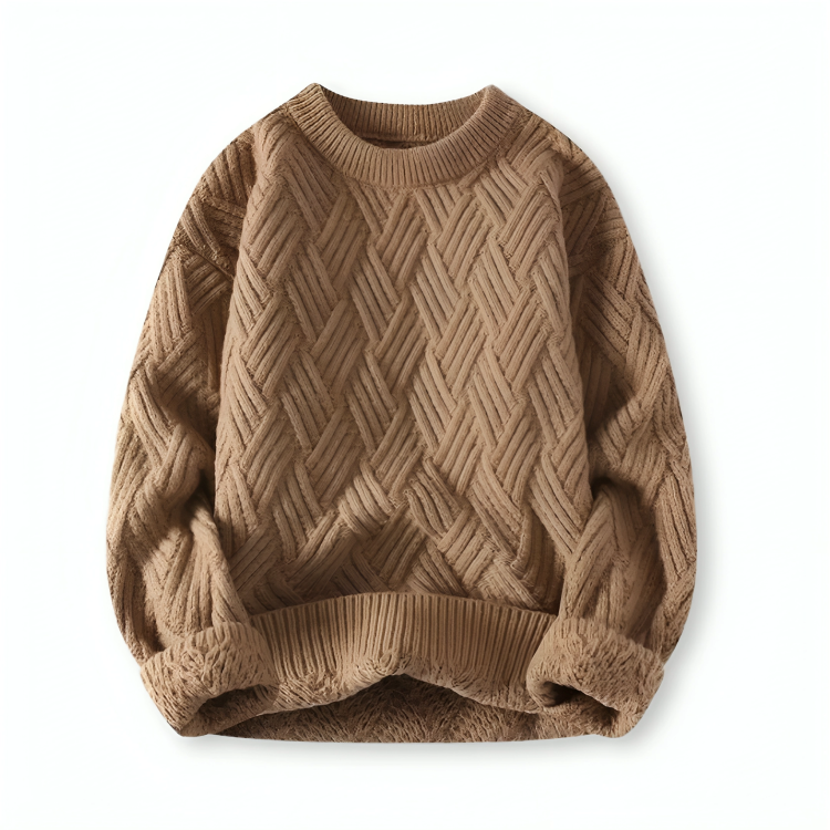 Herren Pullover Wollmischung Klassisch Warm Zopfmuster