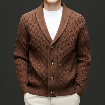 Herren Strickjacke Klassisch mit Knöpfen Braun - BerlinGlamour