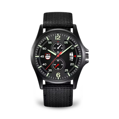 Herrenuhr Militärstil Quarz Sportuhr Schwarz