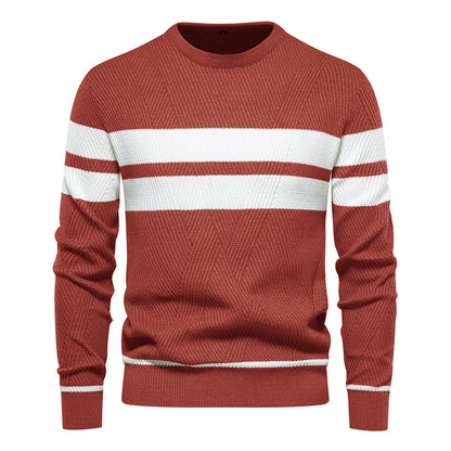 Herren Pullover Streifen Rundhals Klassisch