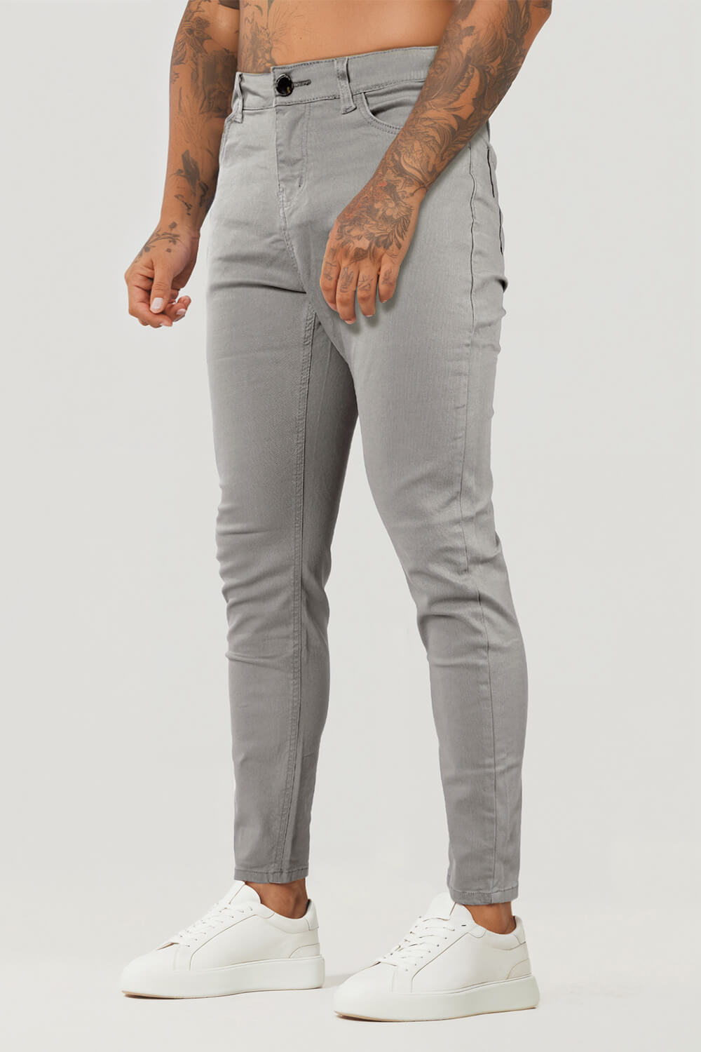 Schmale Herren Jeans Hellgrau Slim Fit - BerlinGlamour