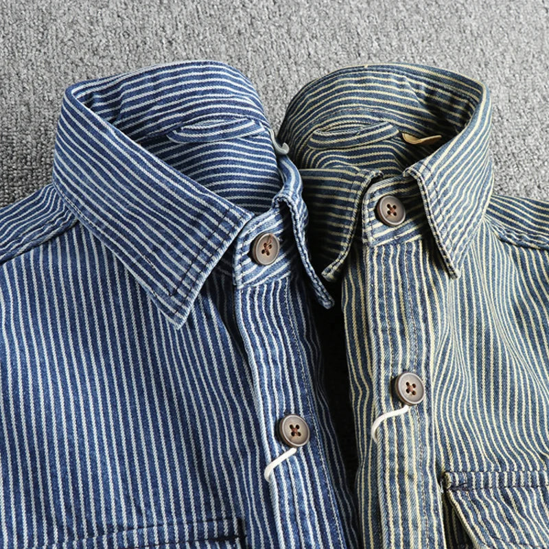 Herrenhemd Denim Vintage Classic Blau